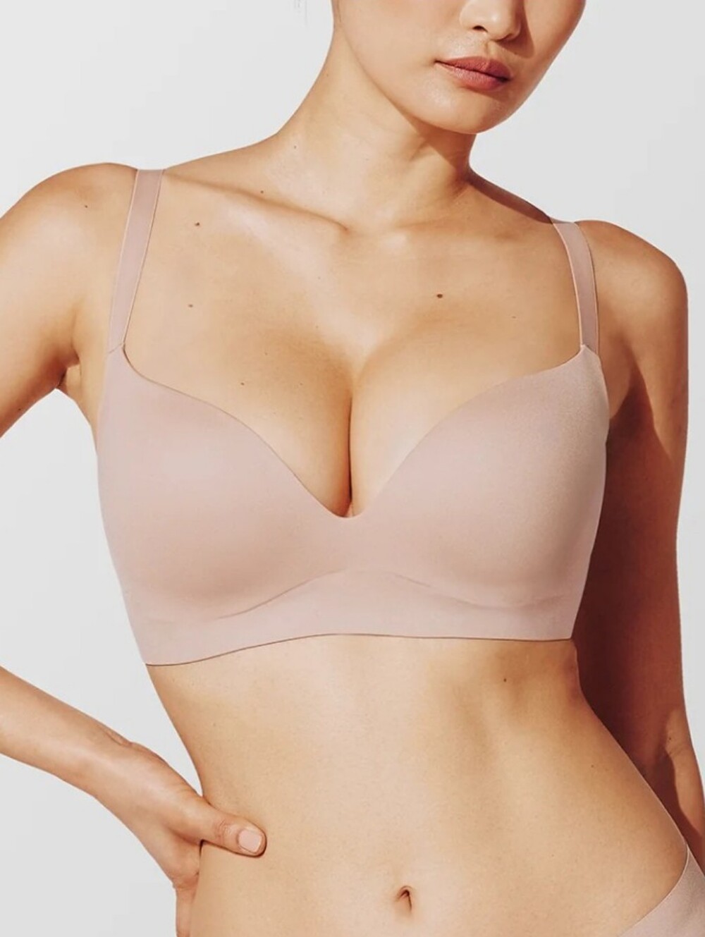ThirdLove NEW Push Up Seamless Taupe T-Shirt 34B Bra Zero Edge Wireless Tan